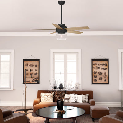 52 inch Margo Matte Black Ceiling Fan with LED Light Kit and Handheld Remote