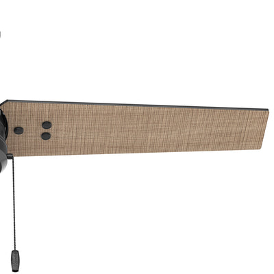 44 inch Cassius Matte Black Damp Rated Ceiling Fan and Pull Chain