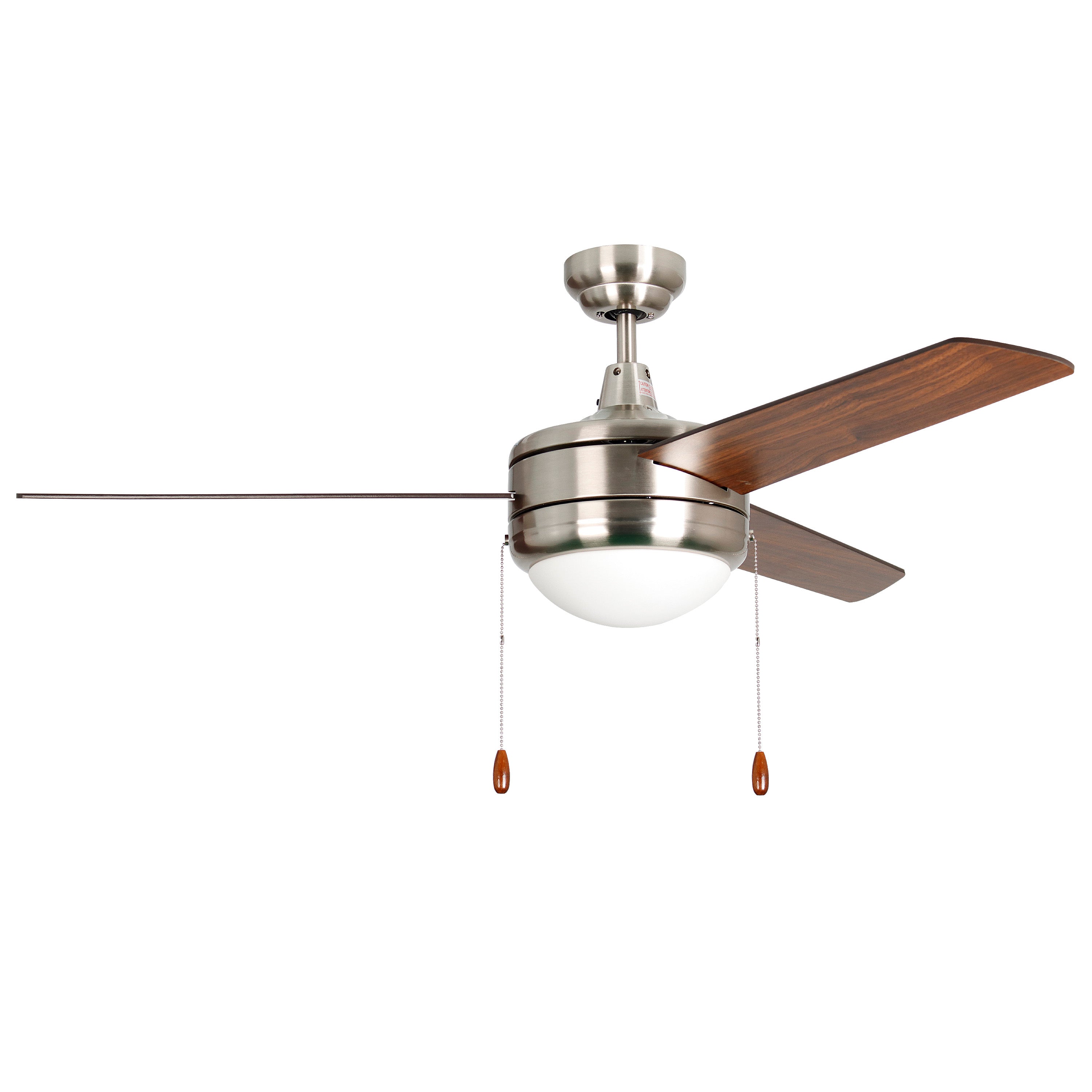 52 Inch Contempo IV AC Brushed Nickel Indoor Ceiling Fan 3 Walnut Blade Reversible