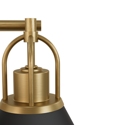 Carrington Isle 27-inch 3-light Matte Black and Luxe Gold Vanity Light with Matte Black Metal Shade