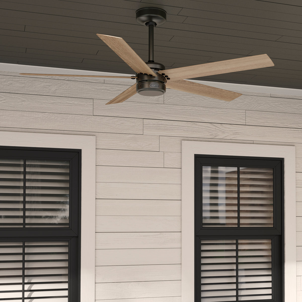 52 inch Burton Noble Bronze Damp Rated Ceiling Fan and Wall Control