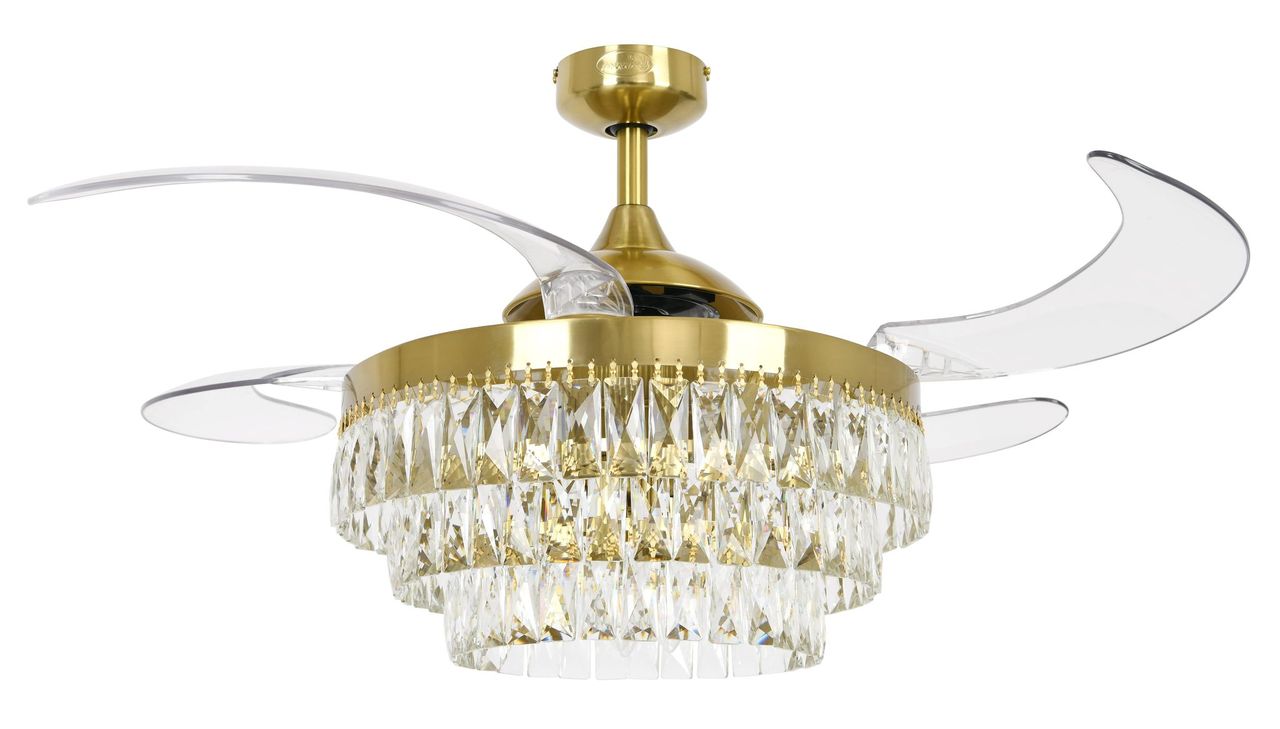 48 Inch Gold Retractable Blade Ceiling Fan