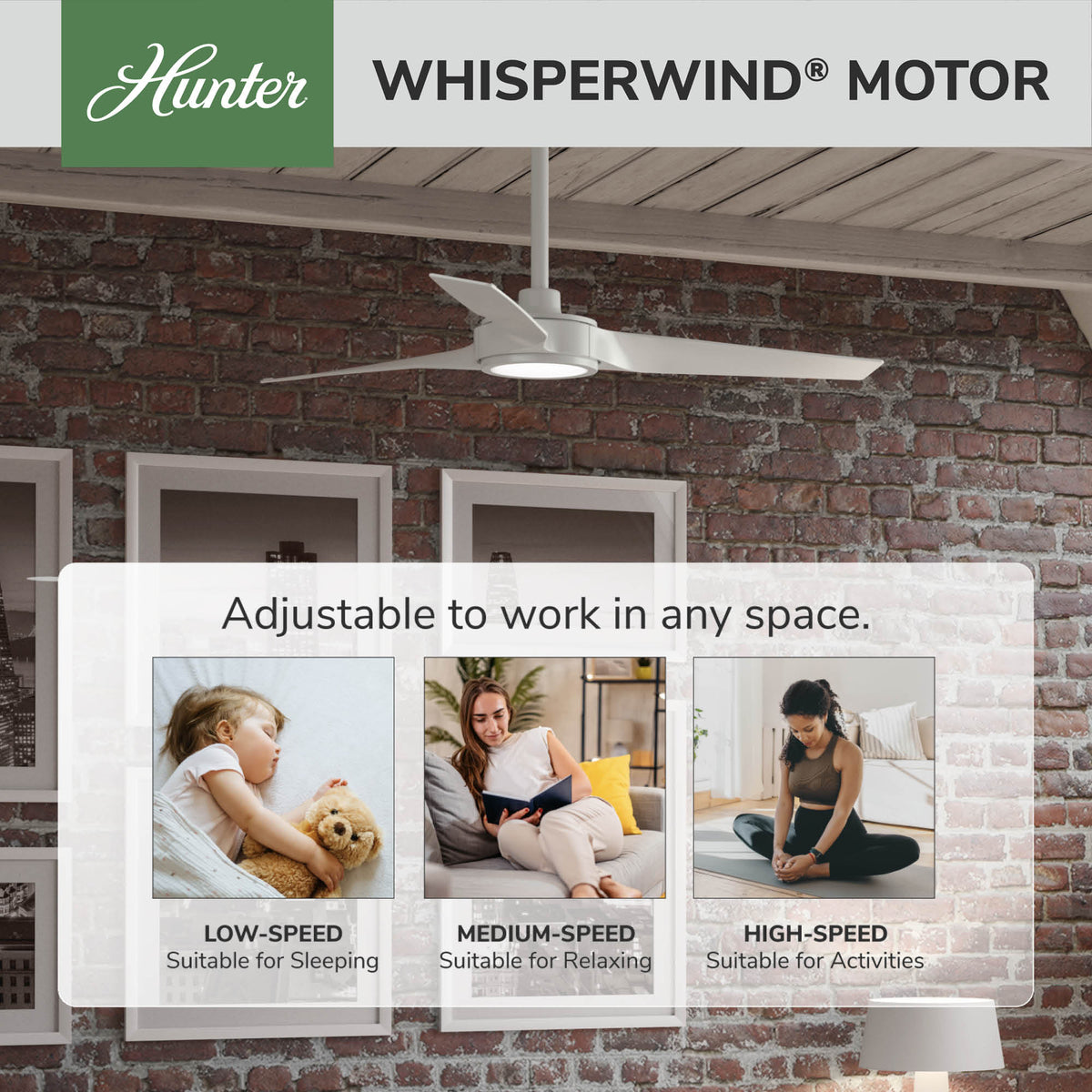 44 inch Zentech Wi-Fi ENERGY STAR® Fresh White Damp Rated Ceiling Fan with LED Light Kit and Handheld Remote