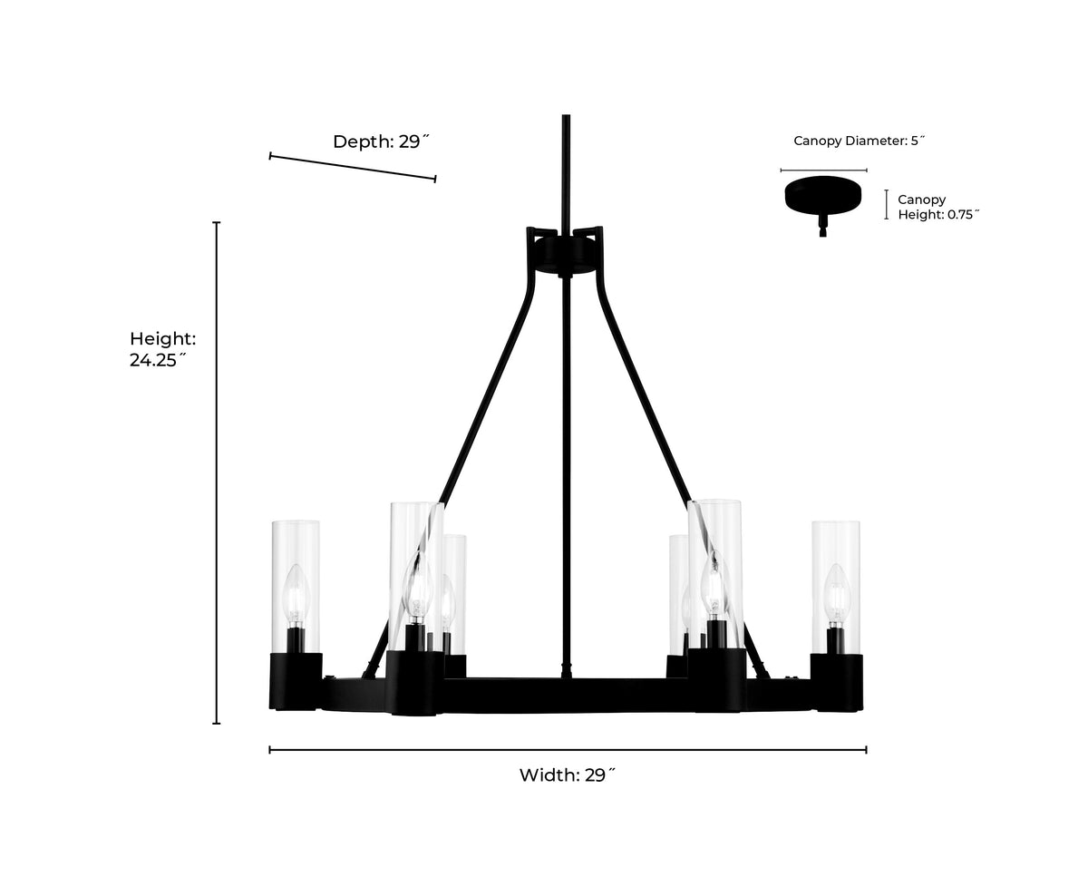 24.25'' Evandrel Matte Black 6 Light Chandelier
