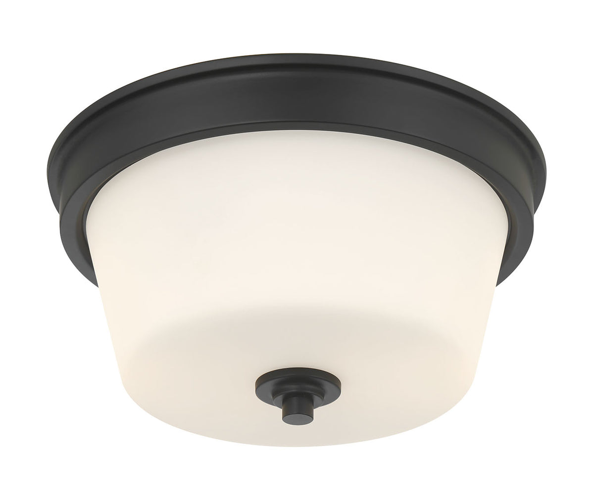 13-inch Strayhan Matte Black 2-Light White Frosted Glass Flush Mount Ceiling Light