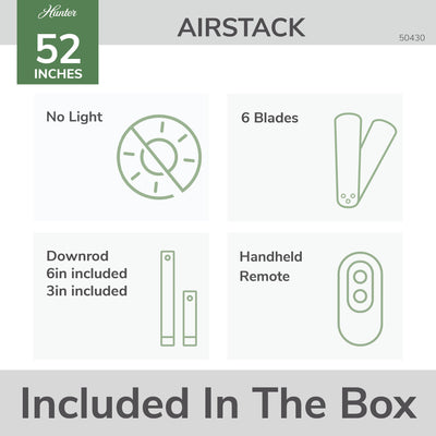 52 inch AirStack ENERGY STAR® Flat Matte Black Damp Rated Ceiling Fan and Handheld Remote