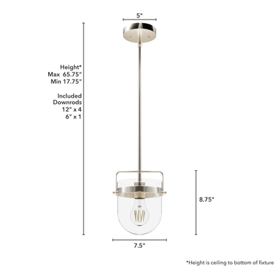 Karloff 7.5-inch 1-light Brushed Nickel Lantern Pendant with Clear Glass