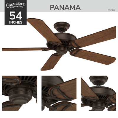Casablanca 54 inch Panama Brushed Cocoa Ceiling Fan and Wall Control