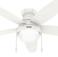 52 inch Lilliana Fresh White Low Profile Ceiling Fan with LED Light Kit and Pull Chain