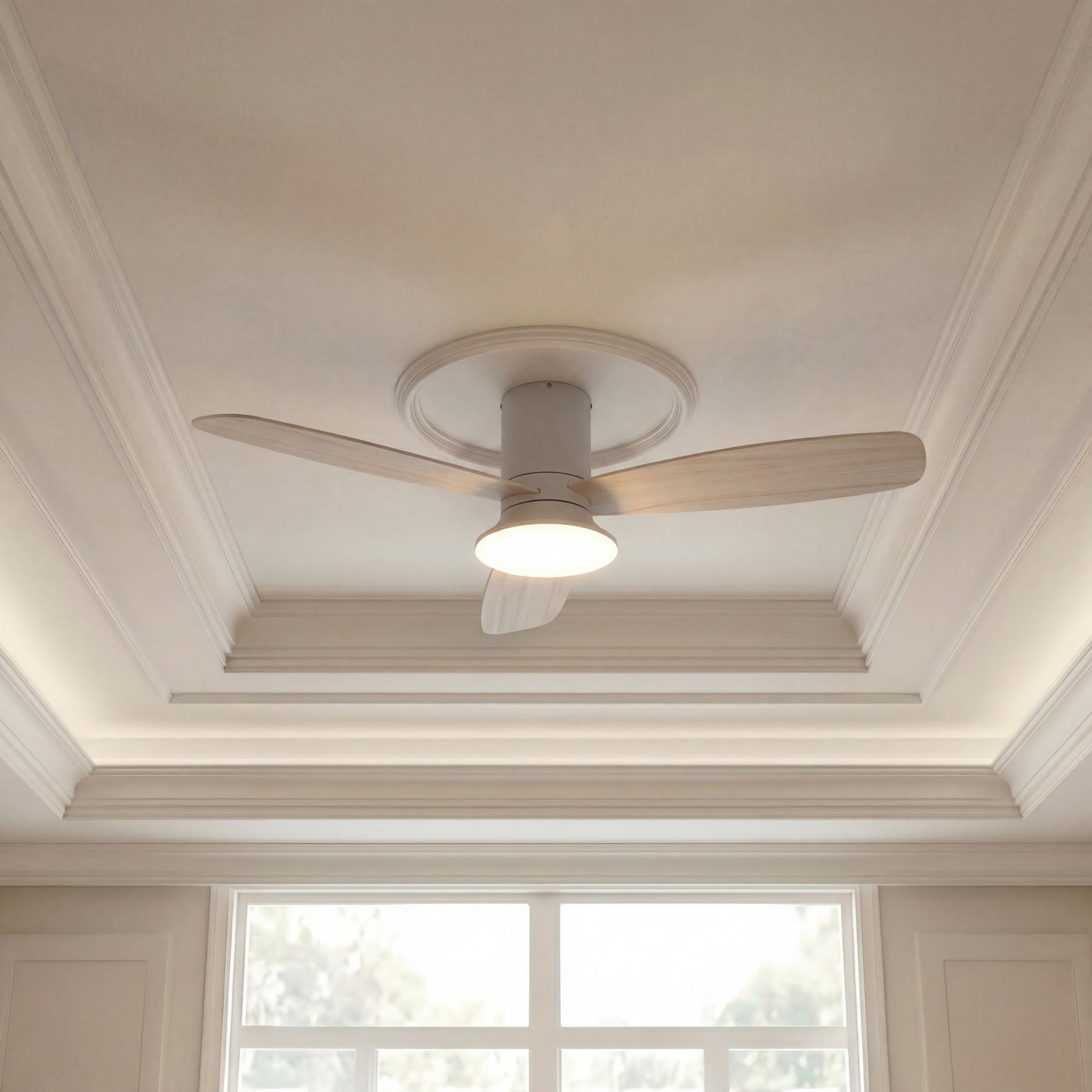 52 Inch 1 Light LED Indoor Outdoor White Ceiling Fan with Remote