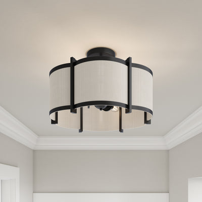 12'' Marlbeck Matte BlackOff White 3 Light Semi-Flush Mount