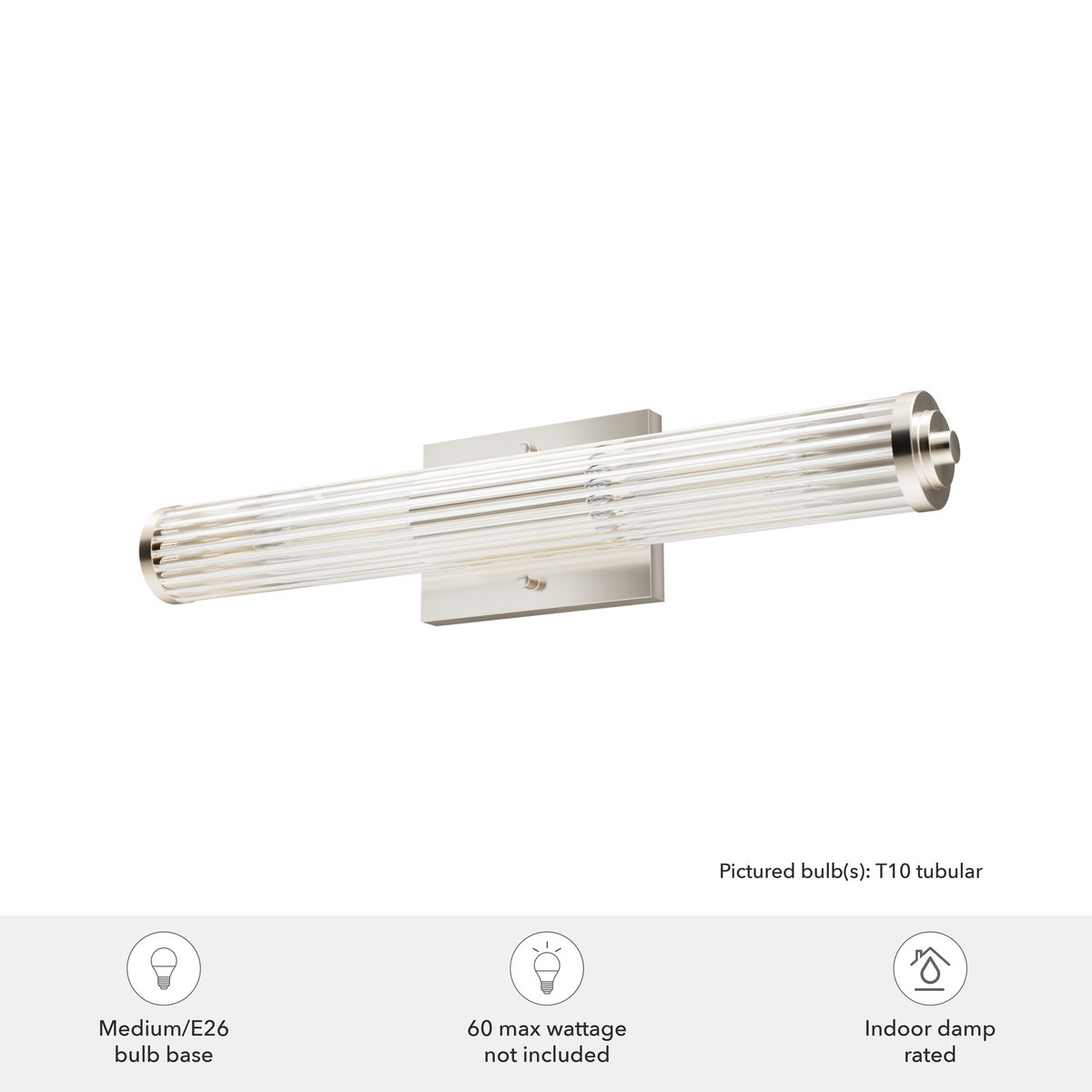 Holly Grove 24-inch 2-light Brushed Nickel Vanity Light with Clear Glass