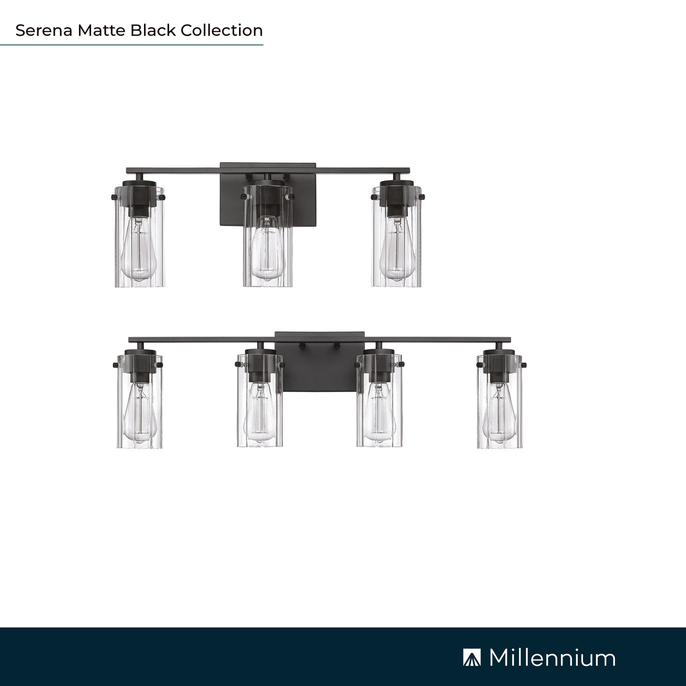 21.5'' Serena Matte Black 3 Light Bath Vanity