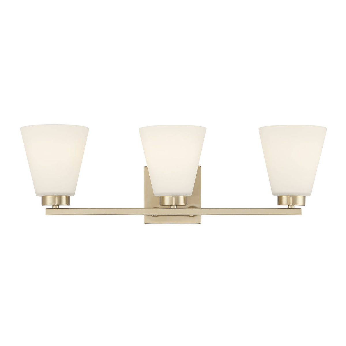 22-inch Strayhan Modern Gold 3-Light White Frosted Glass Bathroom Vanity Light