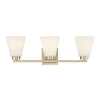 22-inch Strayhan Modern Gold 3-Light White Frosted Glass Bathroom Vanity Light