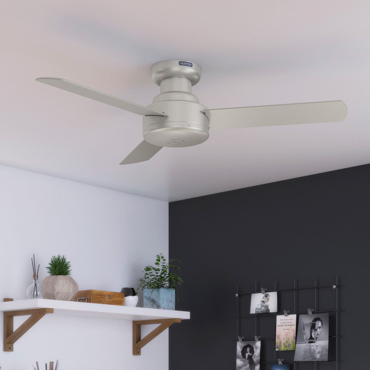 44 inch Presto Matte Nickel Low Profile Ceiling Fan and Wall Control