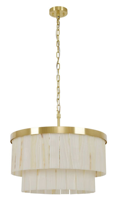 Elora 9 Light Brass Pendant Light with Jade Stone