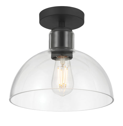 9'' Knightsdale Matte BlackClear 1 Light Semi-Flush Mount