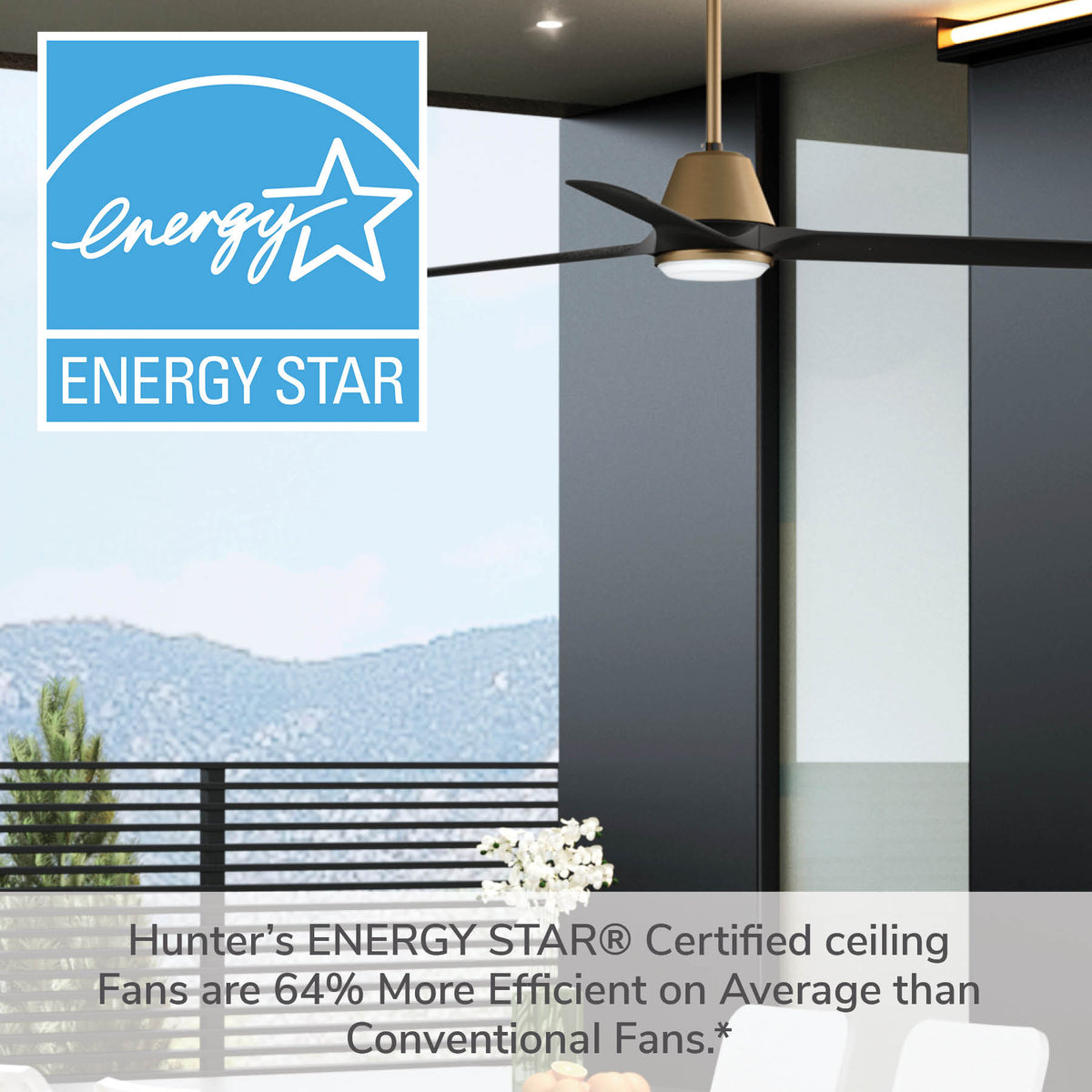 60 inch Aeronaut Wi-Fi ENERGY STAR® Luxe Gold Damp Rated Ceiling Fan with LED Light Kit and Handheld Remote