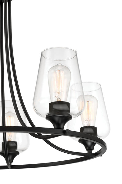 25'' Ashford Matte Black 5 Light Chandelier