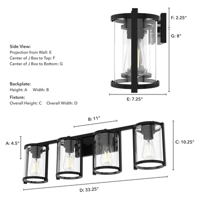 Astwood 33.25-inch 4-light Matte Black Vanity Light with Clear Glass