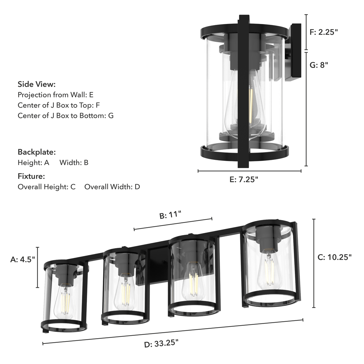 Astwood 33.25-inch 4-light Matte Black Vanity Light with Clear Glass