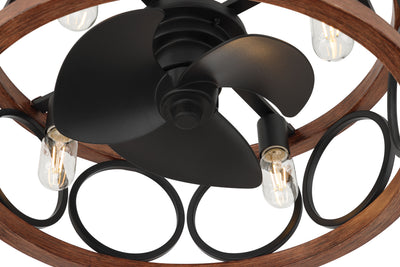 22 inch Haven Fandelier Matte Black Ceiling Fan with Light Kit and Handheld Remote