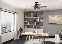52 inch Techne Wi-Fi HunterExpress Matte Black Ceiling Fan with LED Light Kit and Handheld Remote
