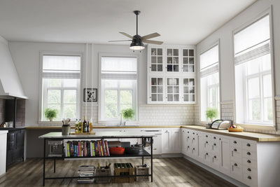 52 inch Mill Valley Matte Black Damp Rated Ceiling Fan with LED Light Kit and Pull Chain