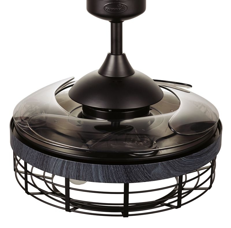 48 Inch Black Koa Retractable Blade Ceiling Fan