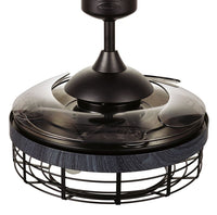 48 Inch Black Koa Retractable Blade Ceiling Fan