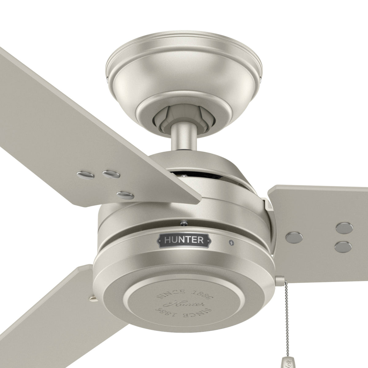 52 inch Cassius Matte Nickel Damp Rated Ceiling Fan and Pull Chain