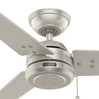 52 inch Cassius Matte Nickel Damp Rated Ceiling Fan and Pull Chain