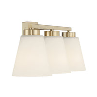22-inch Strayhan Modern Gold 3-Light White Frosted Glass Bathroom Vanity Light