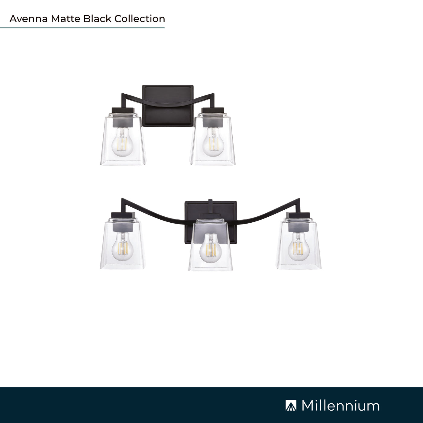 23.5'' Avenna Matte Black 3 Light Bath Vanity