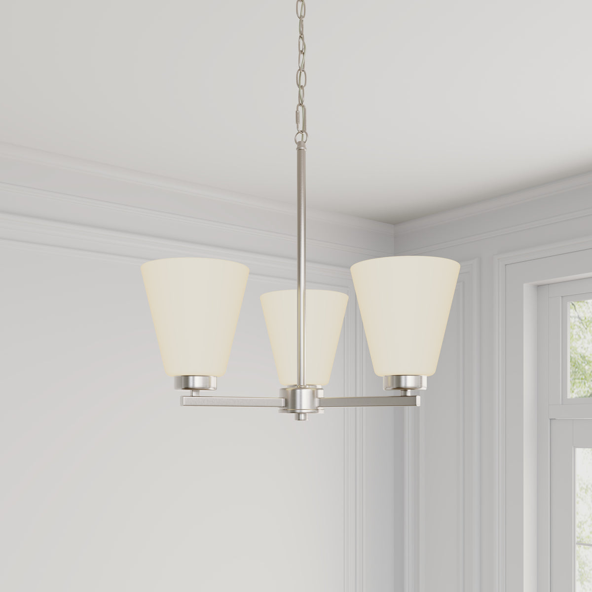 14.75'' Strayhan Brushed Nickel 3 Light Chandelier
