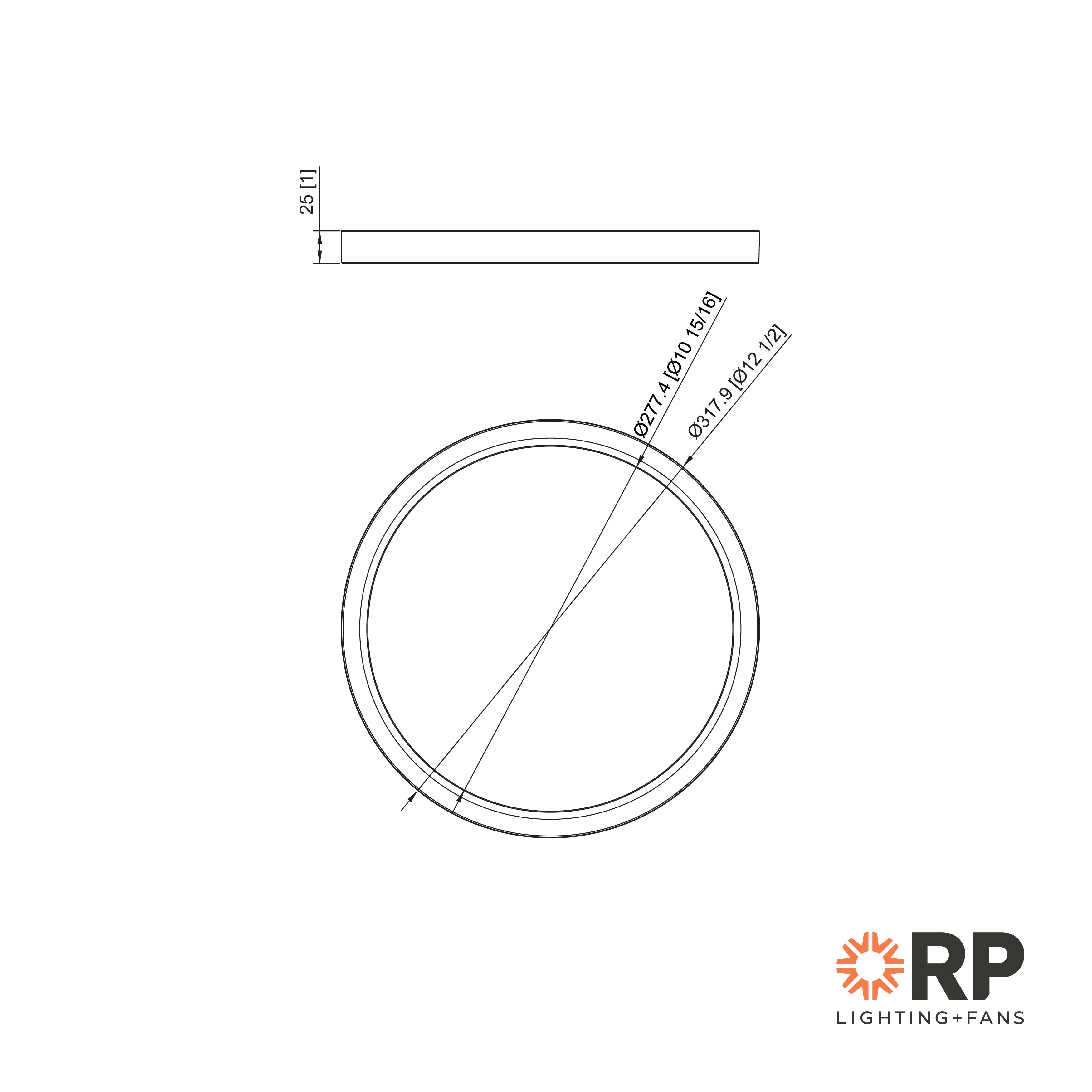 12-inch Matte Black Flush Mount Light