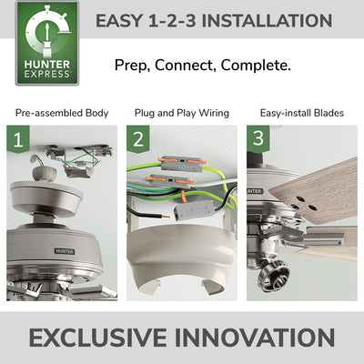 52 inch Fonthill ENERGY STAR® HunterExpress Brushed Nickel Ceiling Fan with LED Light Kit and Handheld Remote