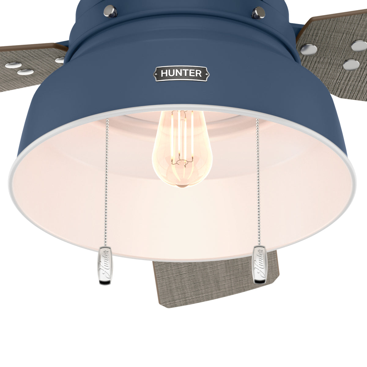 52 inch Mill Valley Indigo Blue Damp Rated Ceiling Fan with LED Light Kit and Pull Chain