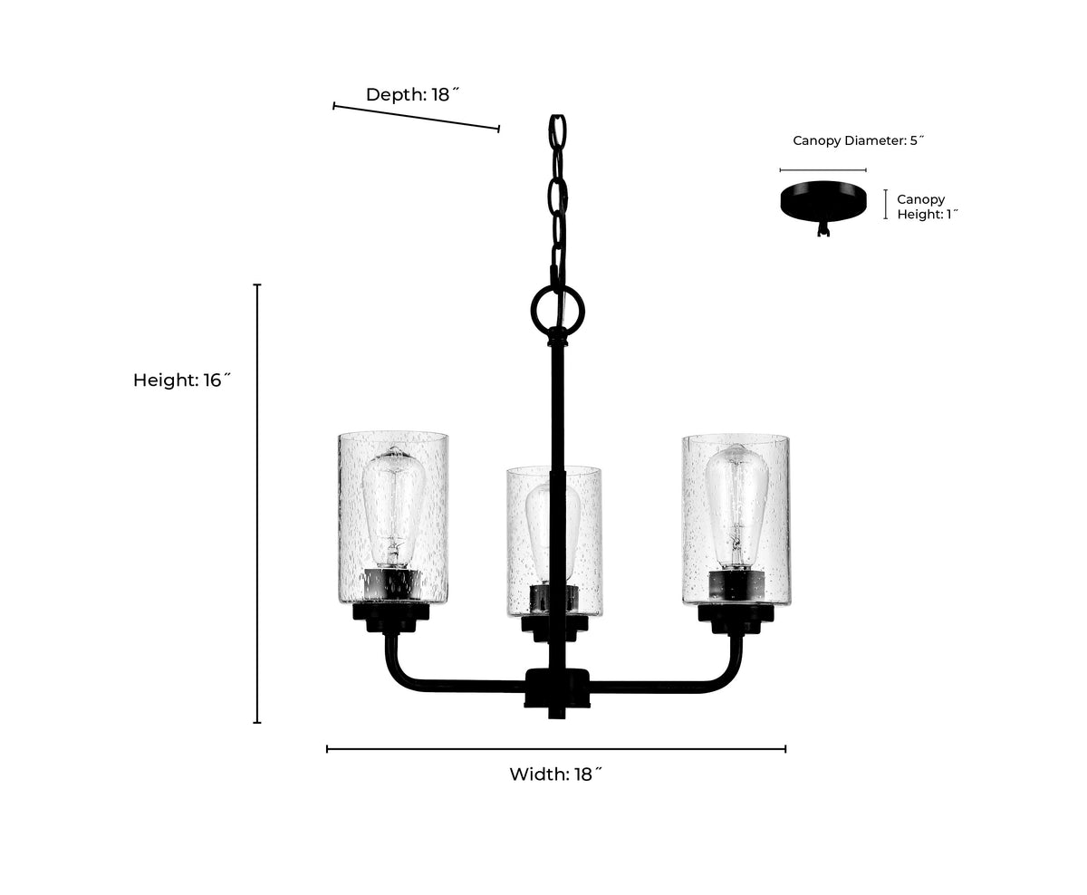 16'' Moven Satin Nickel 3 Light Chandelier