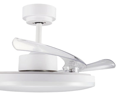 42 Inch White Retractable Blade Ceiling Fan