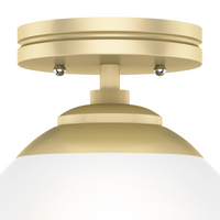 Hepburn 8-inch 1-light Modern Brass Semi-Flush Mount with Cased White Glass