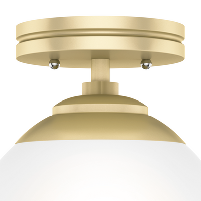 Hepburn 8-inch 1-light Modern Brass Semi-Flush Mount with Cased White Glass