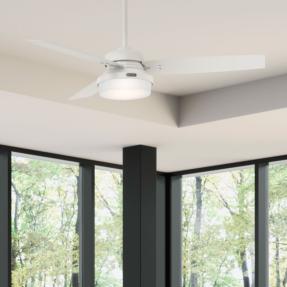 52 inch Sentinel Fresh White Ceiling Fan with LED Light Kit and Handheld Remote