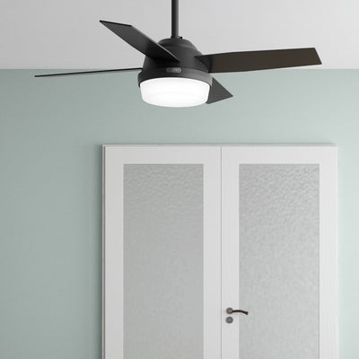 44 inch Dempsey Matte Black Ceiling Fan with LED Light Kit and Handheld Remote