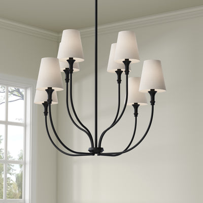 38.25'' Mairbourne Matte Black 8 Light Chandelier