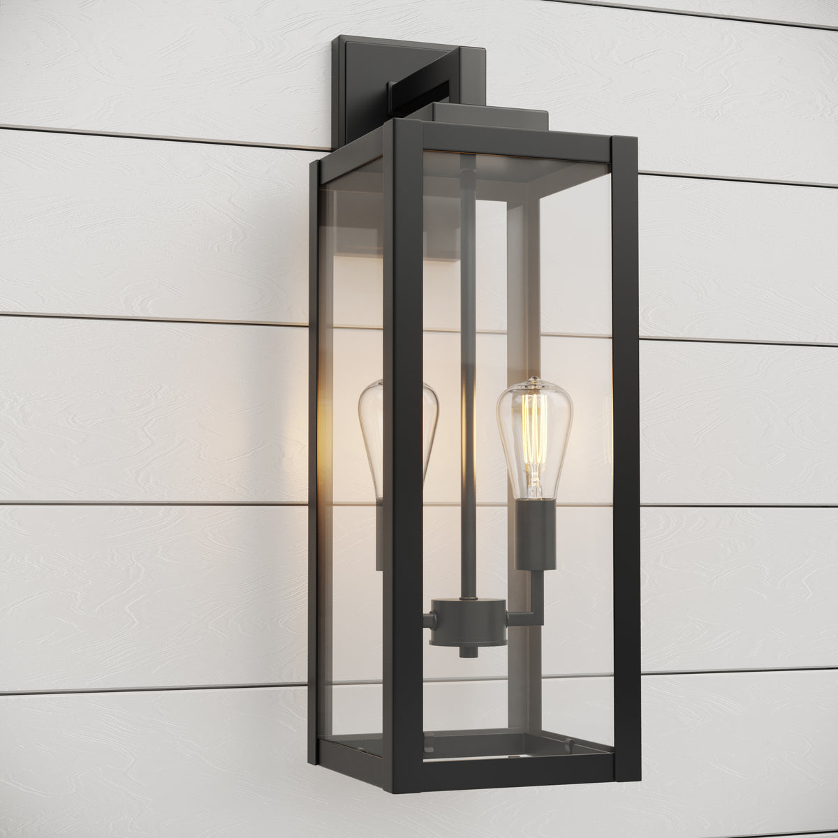 8'' Atless Powder Coated Black 2 Light Lantern