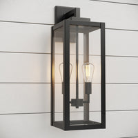 8'' Atless Powder Coated Black 2 Light Lantern