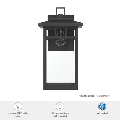 Yancy House 17-inch 1-light Matte Black Outdoor Wall Light with Clear Glass