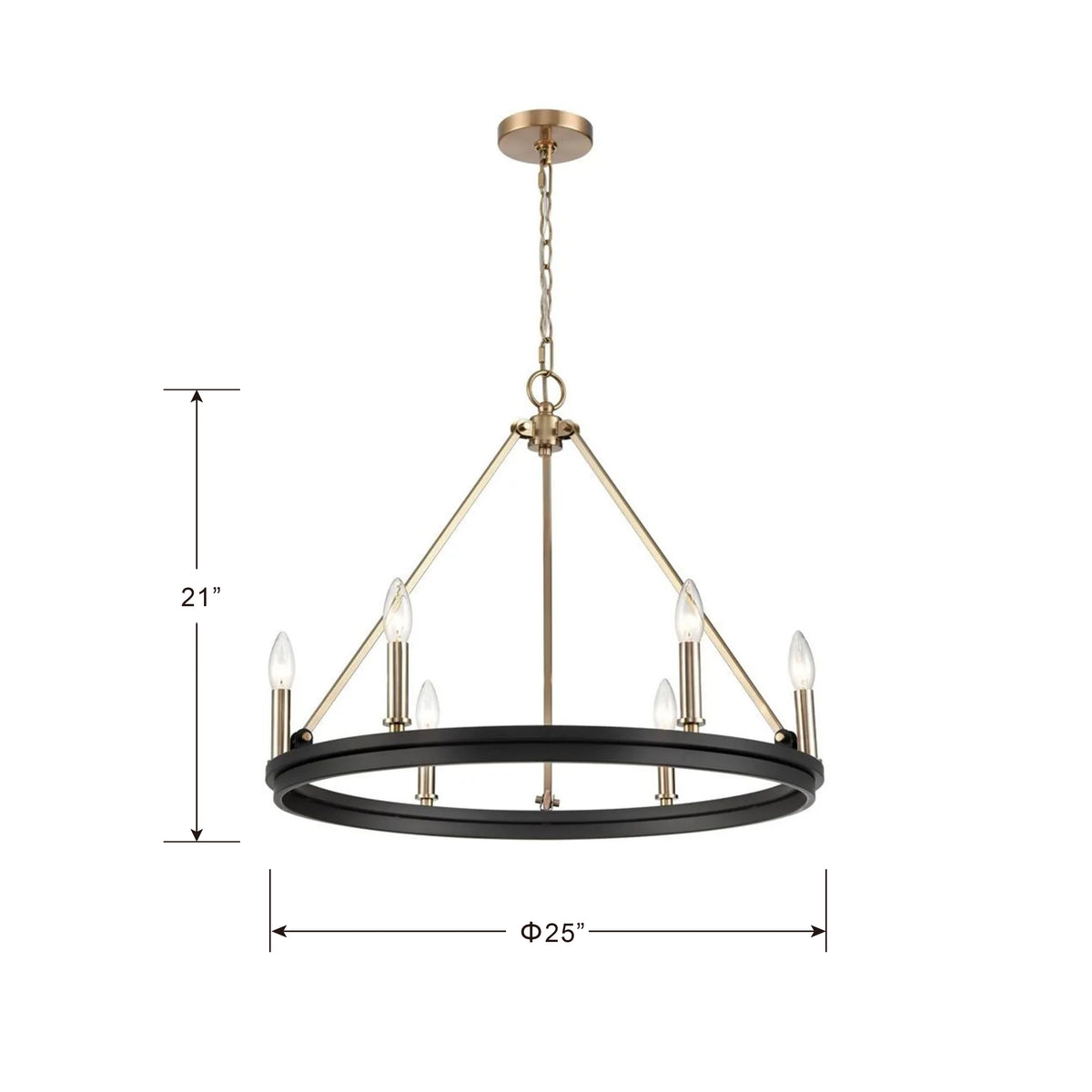 21'' Carruth Matte Black/Modern Gold 5 Light Chandelier